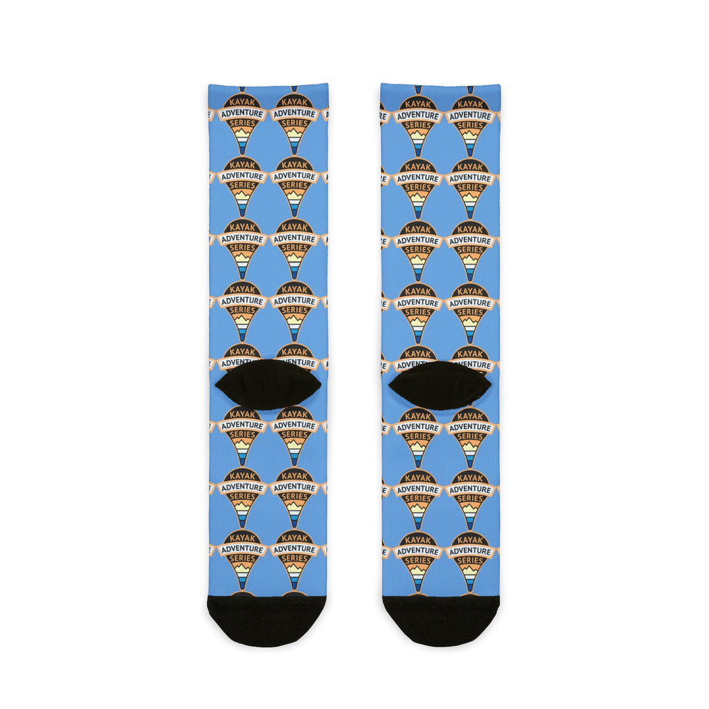 KAS logo Pattern Crew Socks — Blue Sublimation Travel Socks