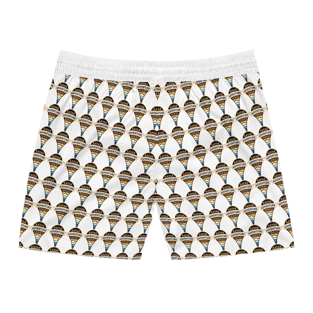 KAS Map Pin Logo -- Men's Mid-Length Beach Trunks (white)