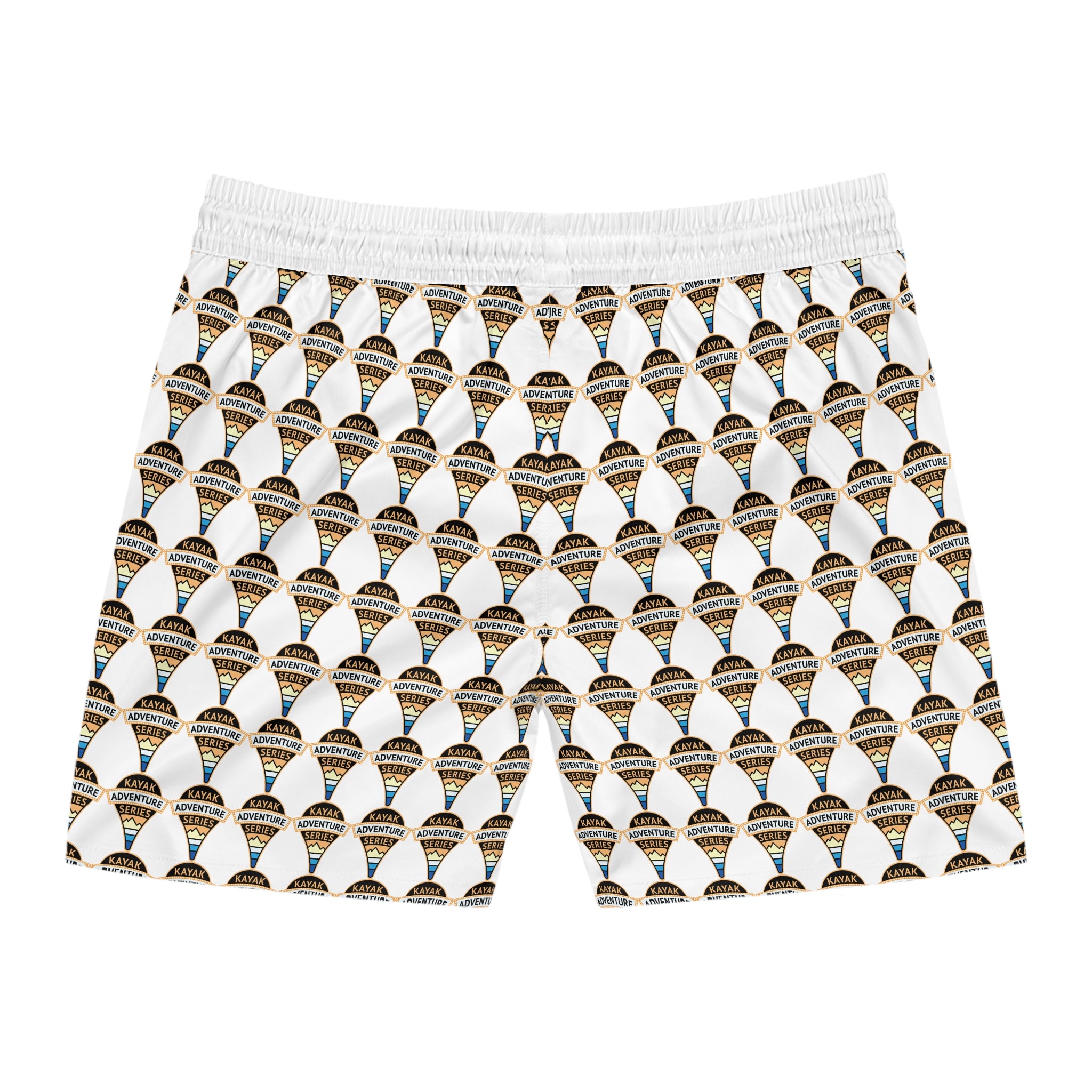 KAS Map Pin Logo -- Men's Mid-Length Beach Trunks (white)