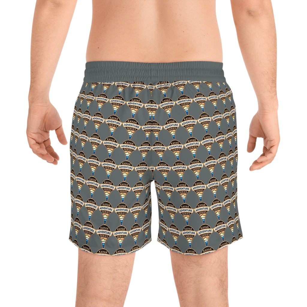 Retro KAS Map Pin Logo -- Men's Mid-Length Beach Trunks (grey)