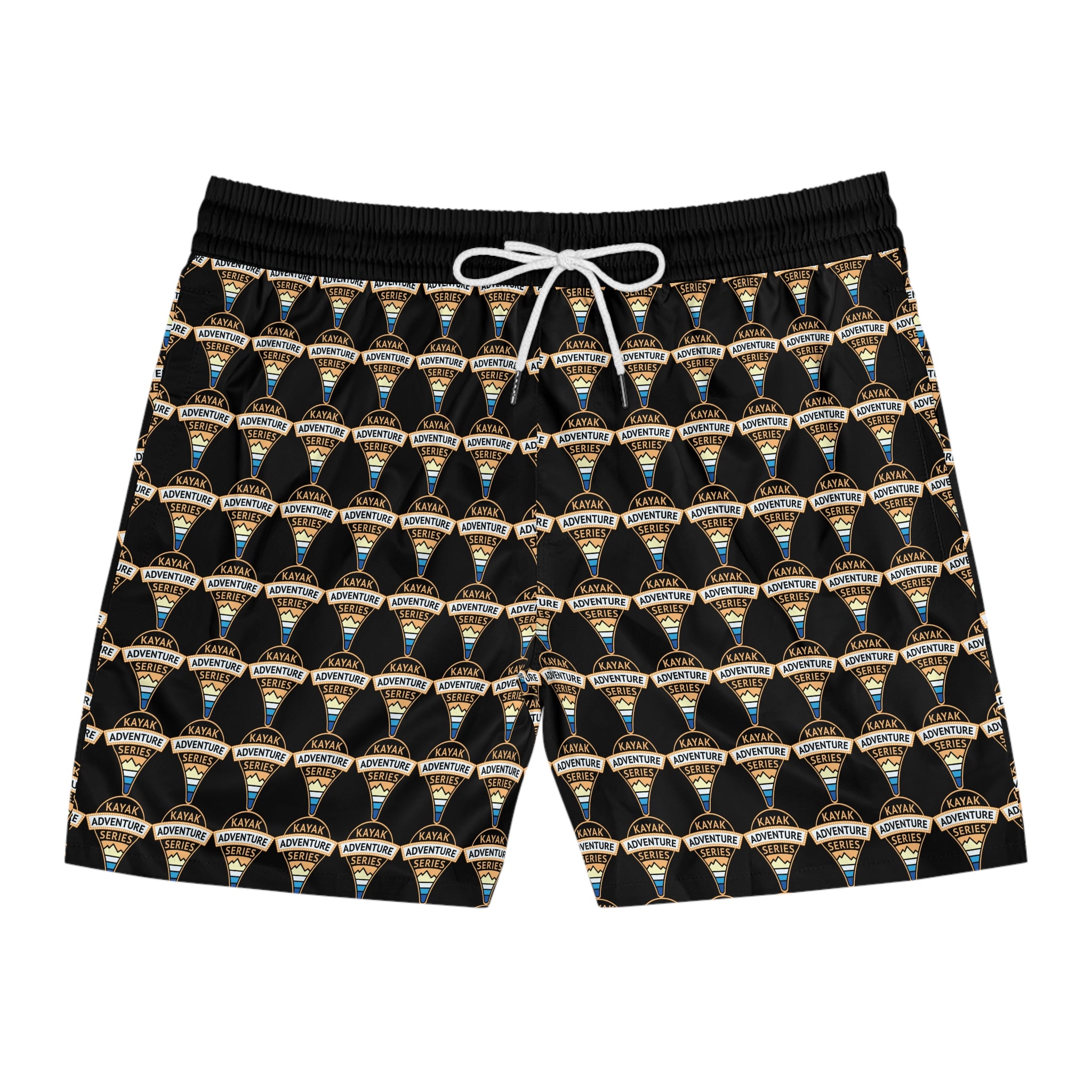 Retro KAS Map Pin Logo -- Men's Mid-Length Beach Trunks (black)