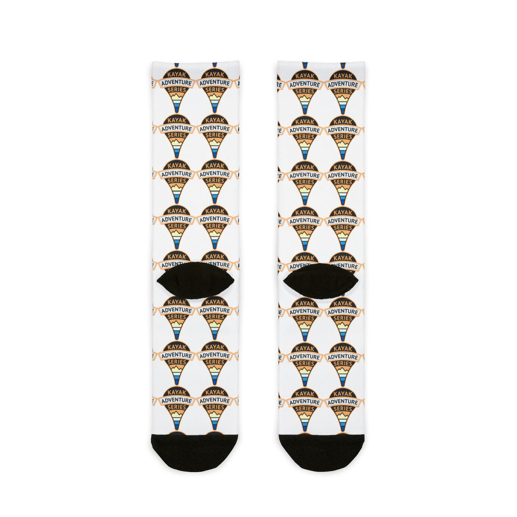 KAS logo Pattern Crew Socks — White Sublimation Travel Socks