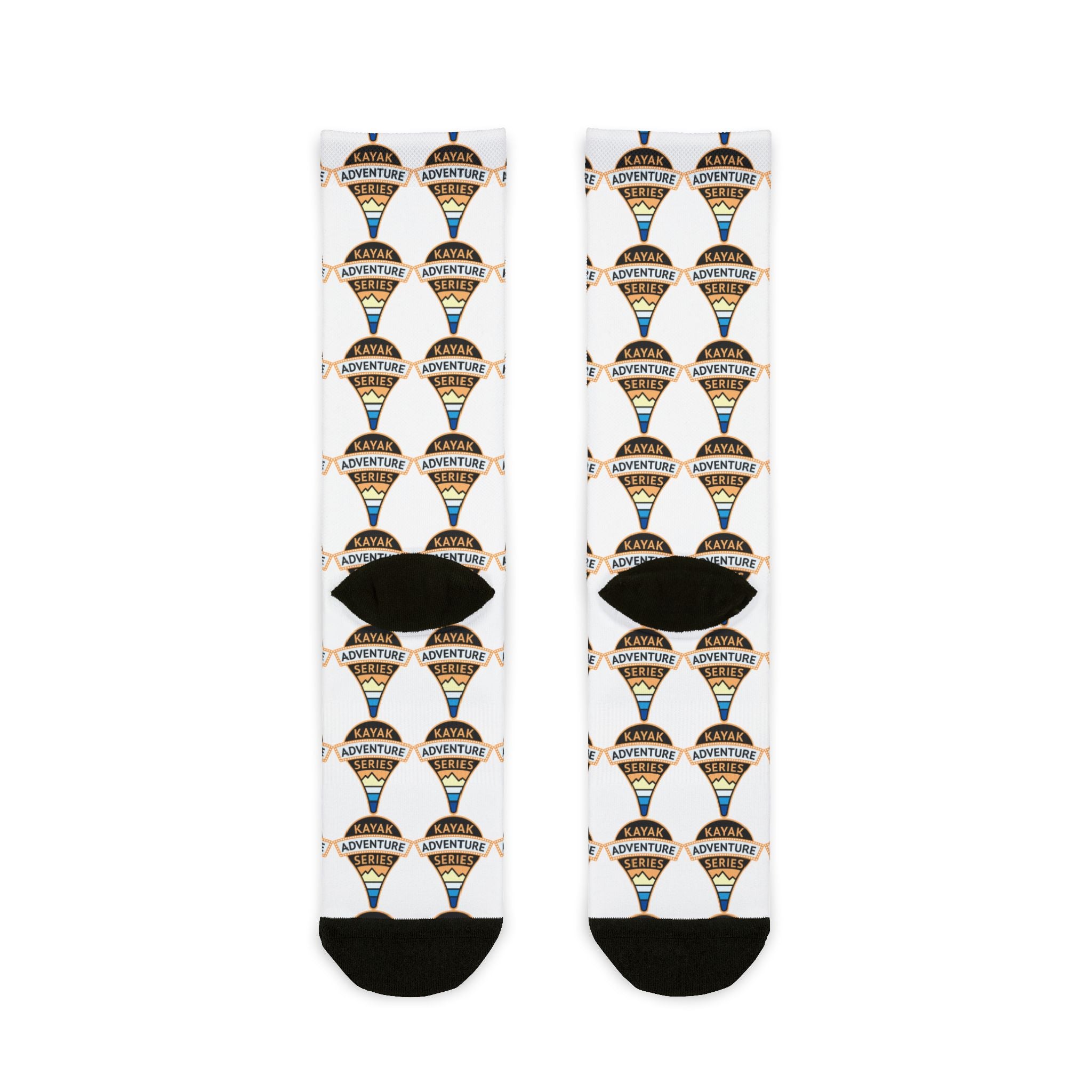 KAS logo Pattern Crew Socks — White Sublimation Travel Socks