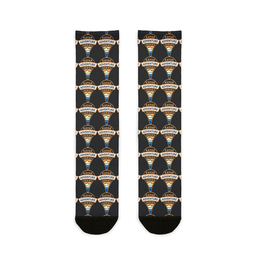 KAS logo Pattern Crew Socks — Black Sublimation Travel Socks