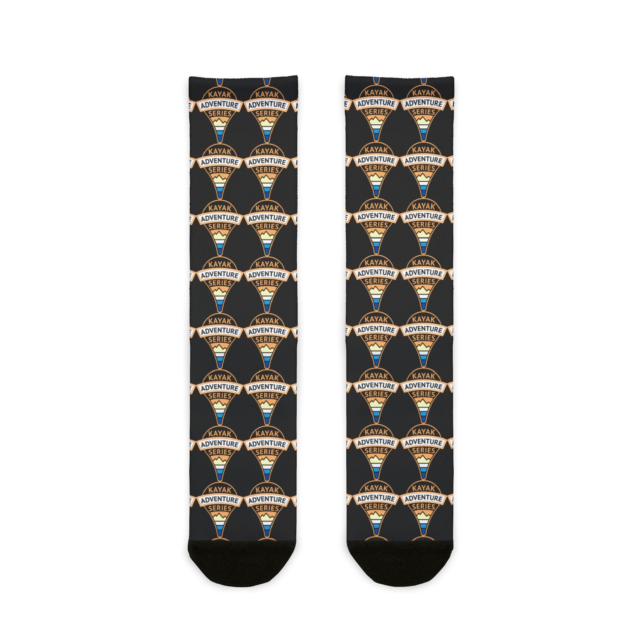 KAS logo Pattern Crew Socks — Black Sublimation Travel Socks