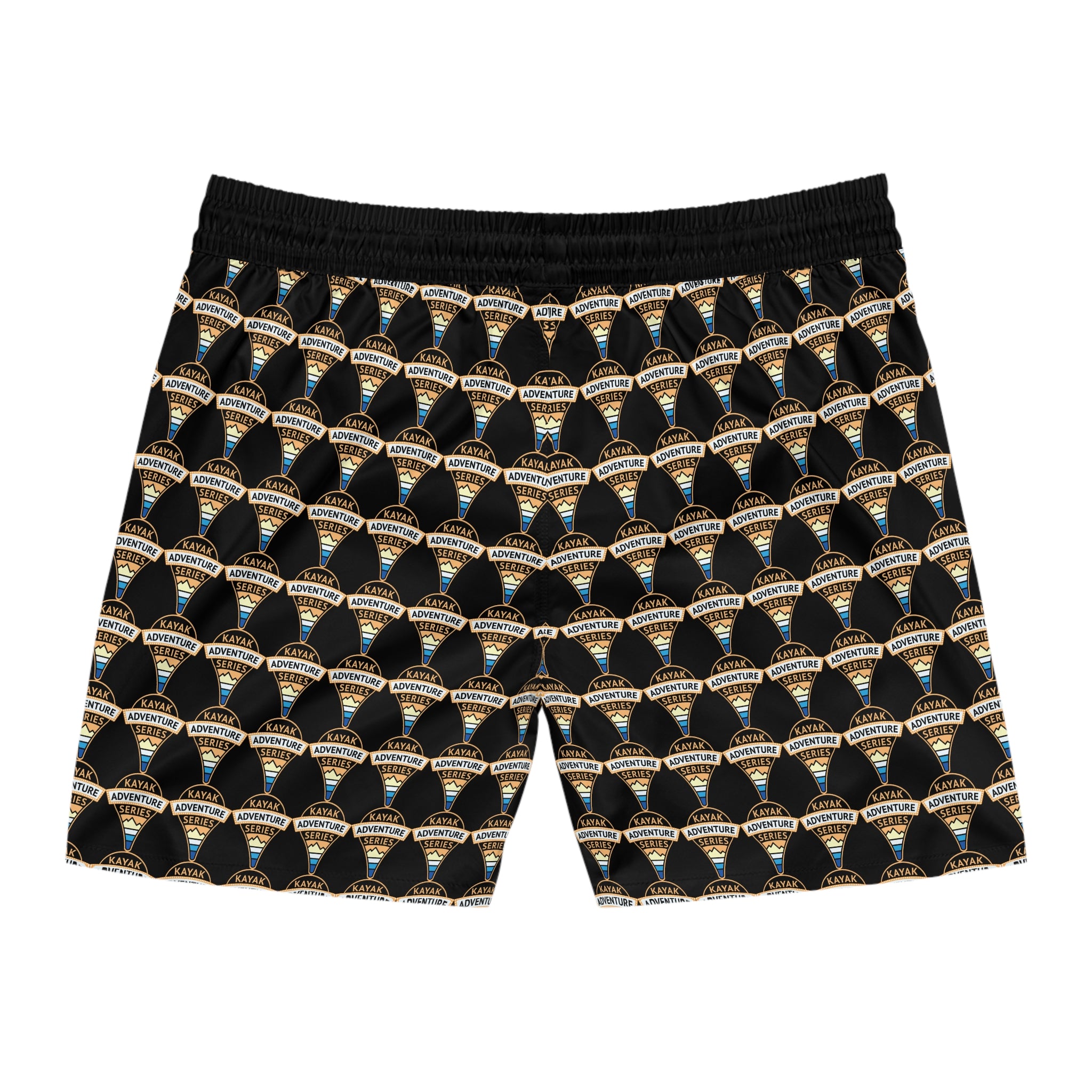 Retro KAS Map Pin Logo -- Men's Mid-Length Beach Trunks (black)