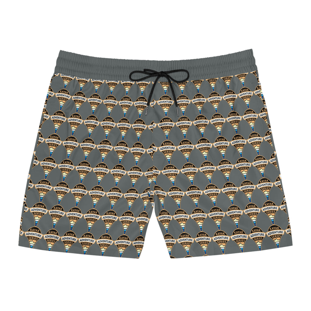Retro KAS Map Pin Logo -- Men's Mid-Length Beach Trunks (grey)