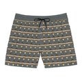 Retro KAS Map Pin Logo -- Men's Mid-Length Beach Trunks (grey)