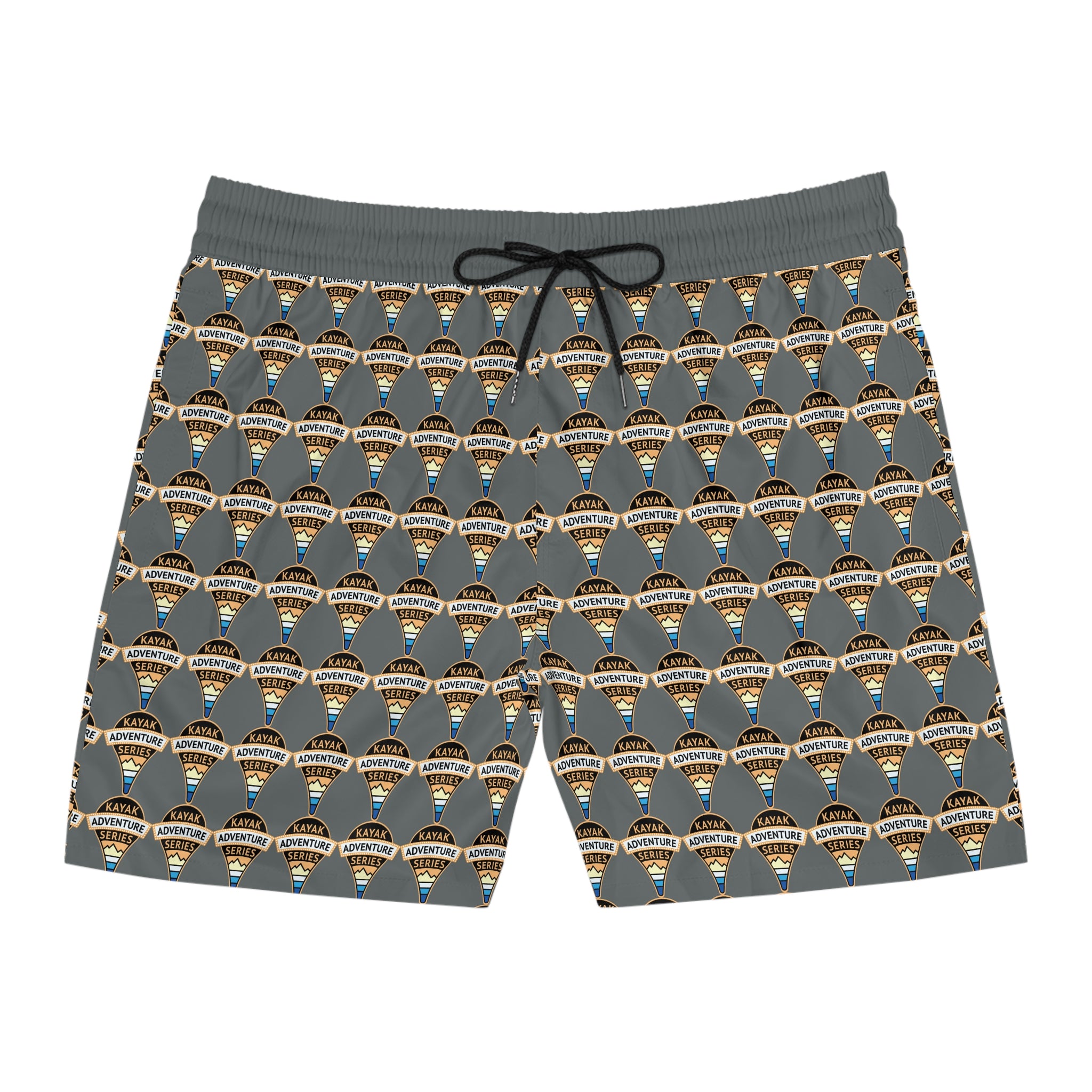 Retro KAS Map Pin Logo -- Men's Mid-Length Beach Trunks (grey)