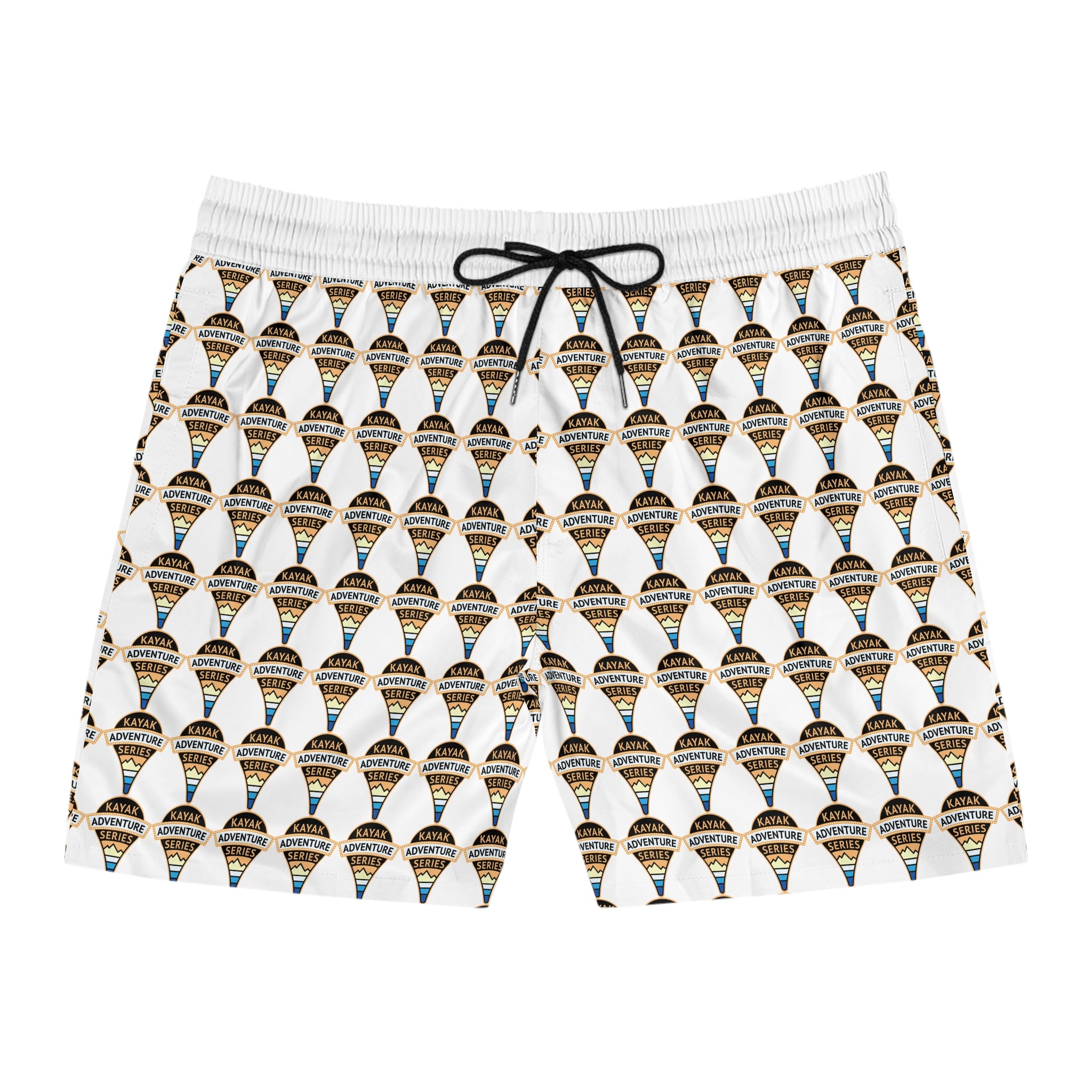 KAS Map Pin Logo -- Men's Mid-Length Beach Trunks (white)