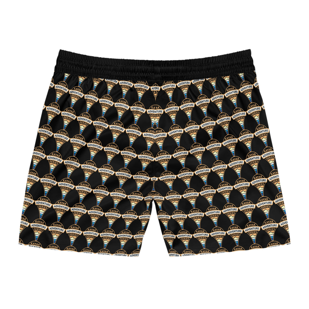 Retro KAS Map Pin Logo -- Men's Mid-Length Beach Trunks (black)
