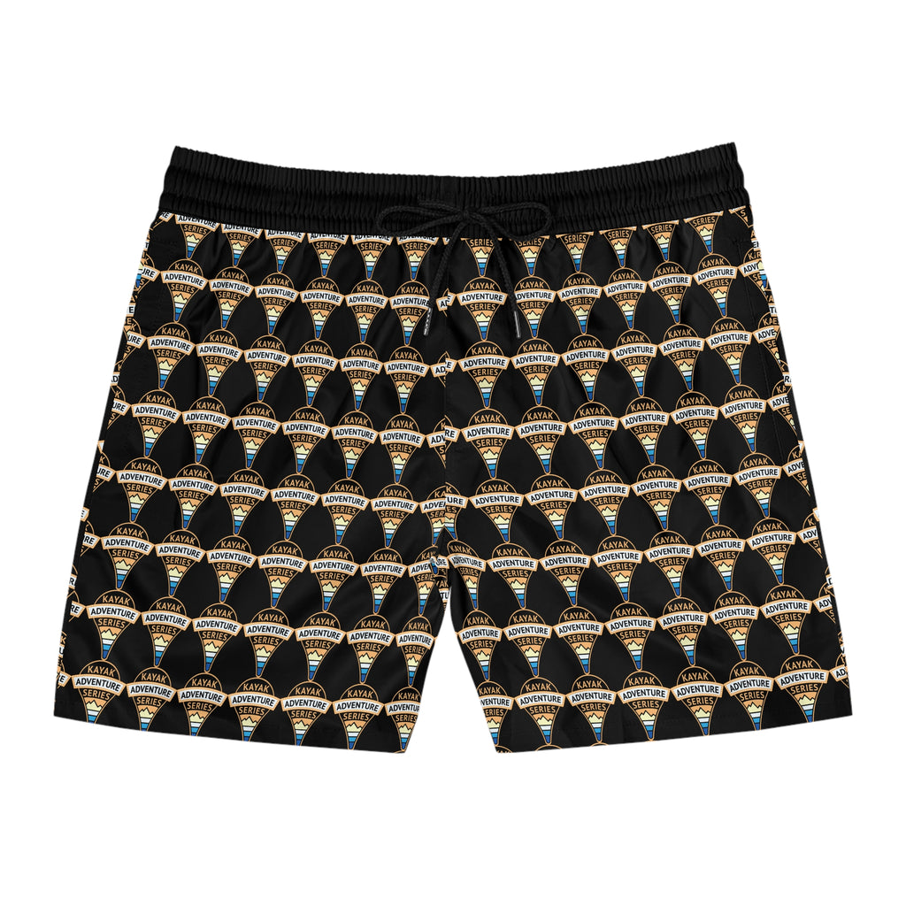 Retro KAS Map Pin Logo -- Men's Mid-Length Beach Trunks (black)