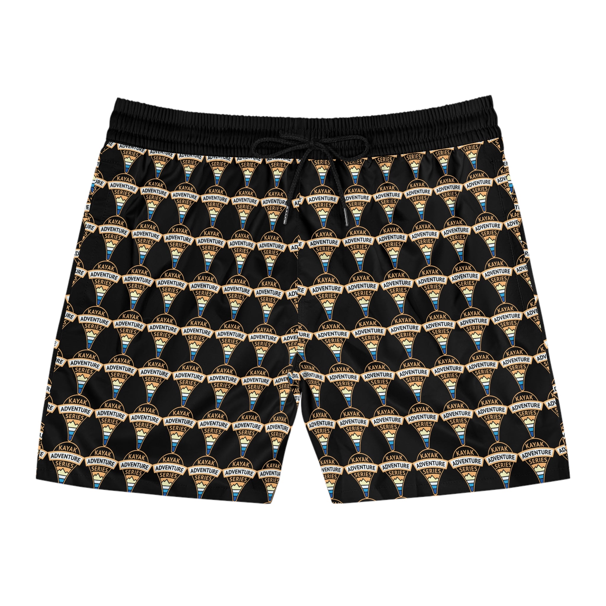 Retro KAS Map Pin Logo -- Men's Mid-Length Beach Trunks (black)