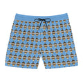 Retro KAS Map Pin Logo -- Men's Mid-Length Beach Trunks (light blue)