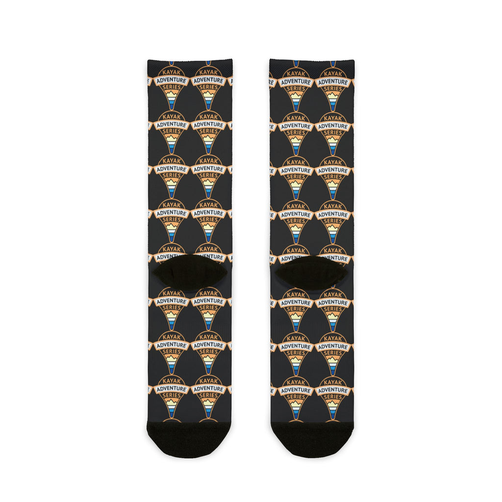 KAS logo Pattern Crew Socks — Black Sublimation Travel Socks