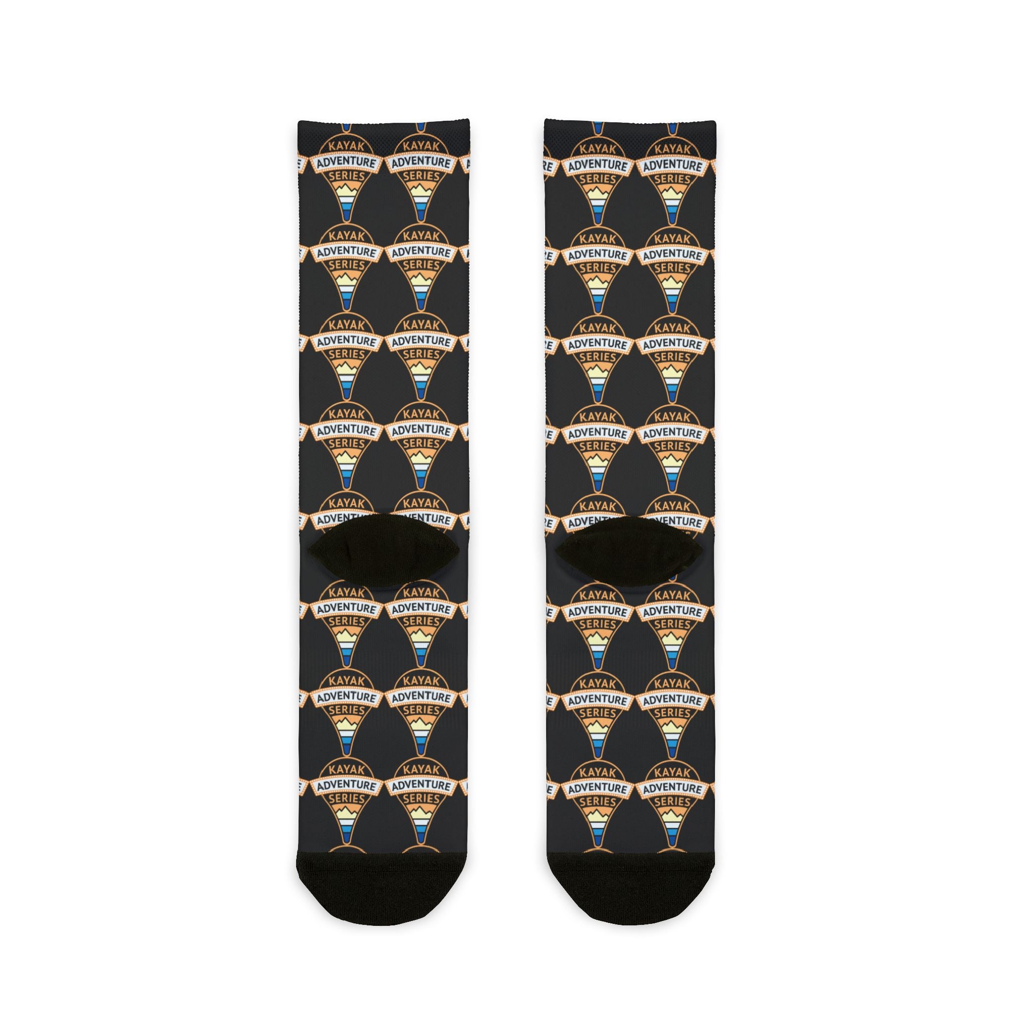 KAS logo Pattern Crew Socks — Black Sublimation Travel Socks