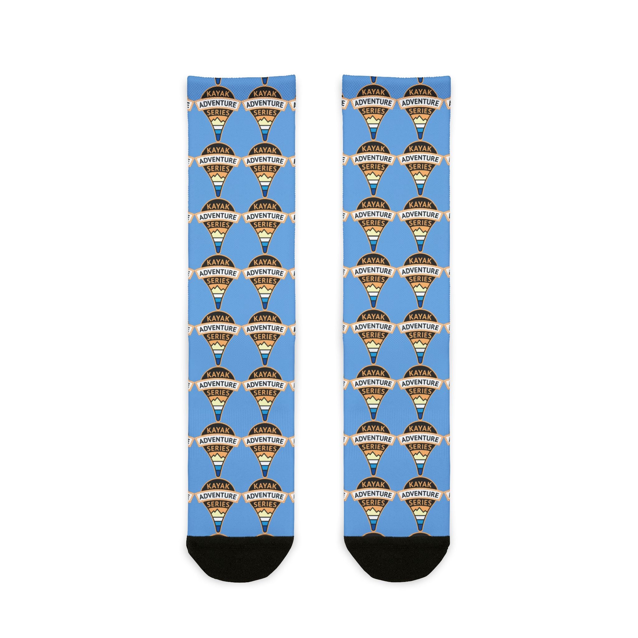 KAS logo Pattern Crew Socks — Blue Sublimation Travel Socks