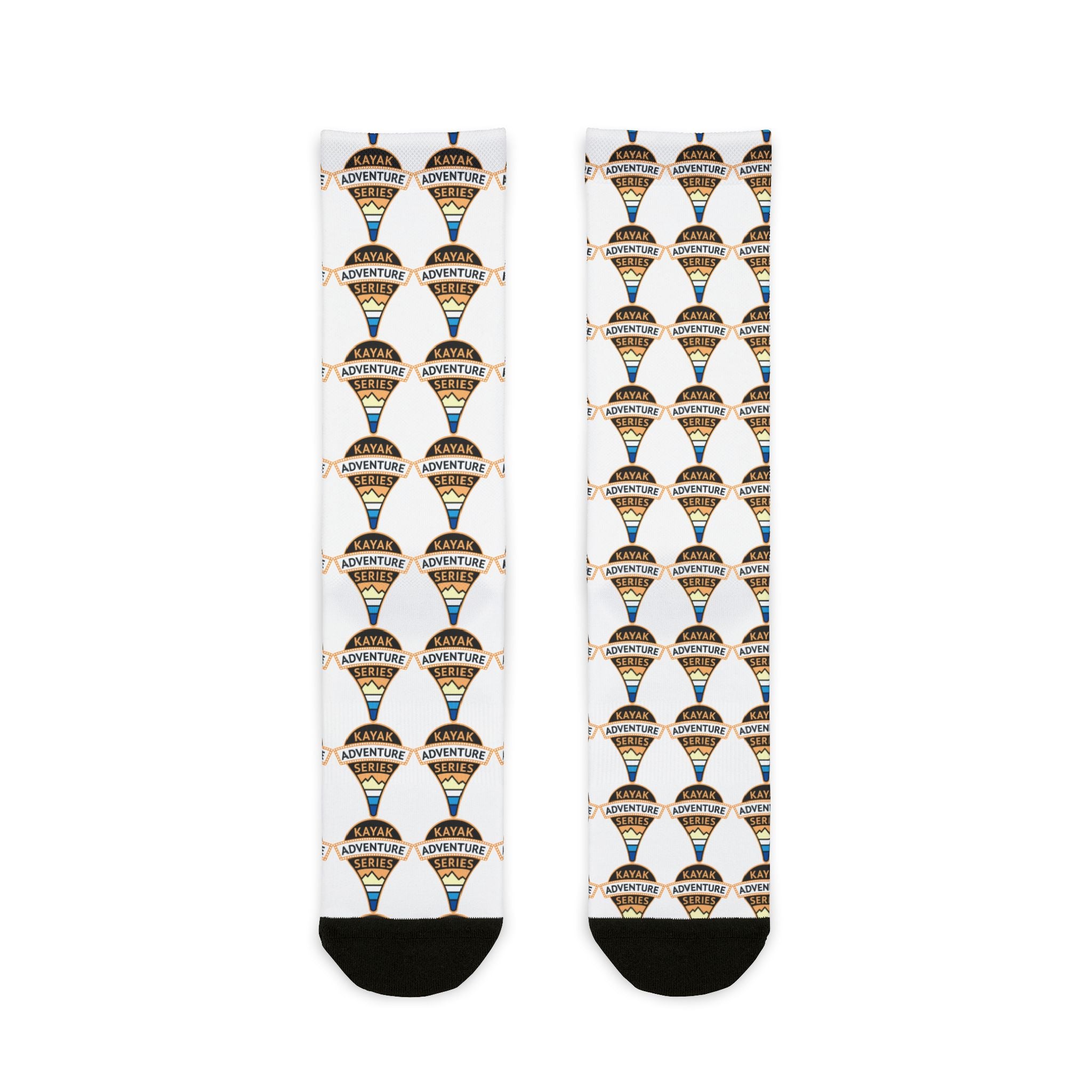 KAS logo Pattern Crew Socks — White Sublimation Travel Socks