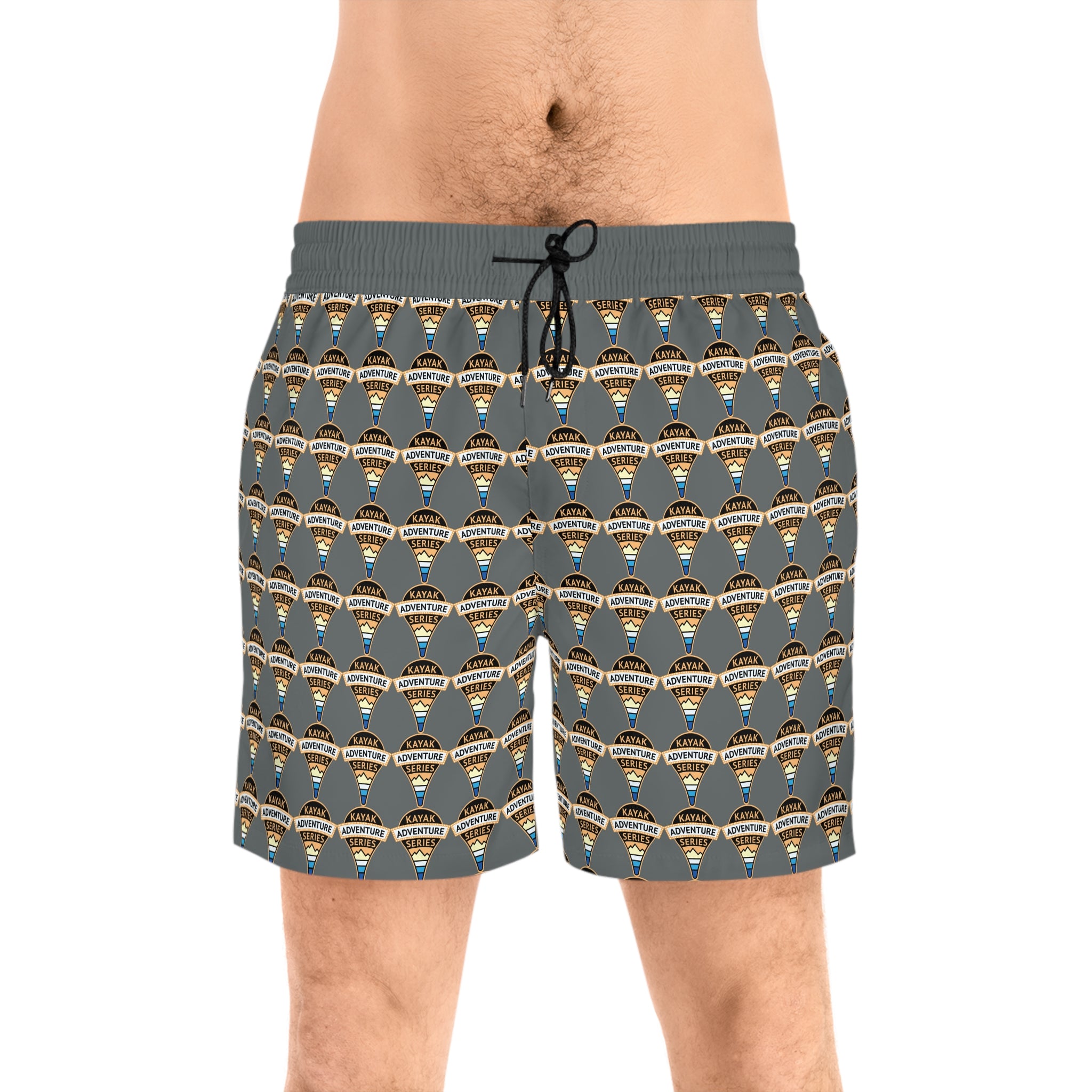 Retro KAS Map Pin Logo -- Men's Mid-Length Beach Trunks (grey)