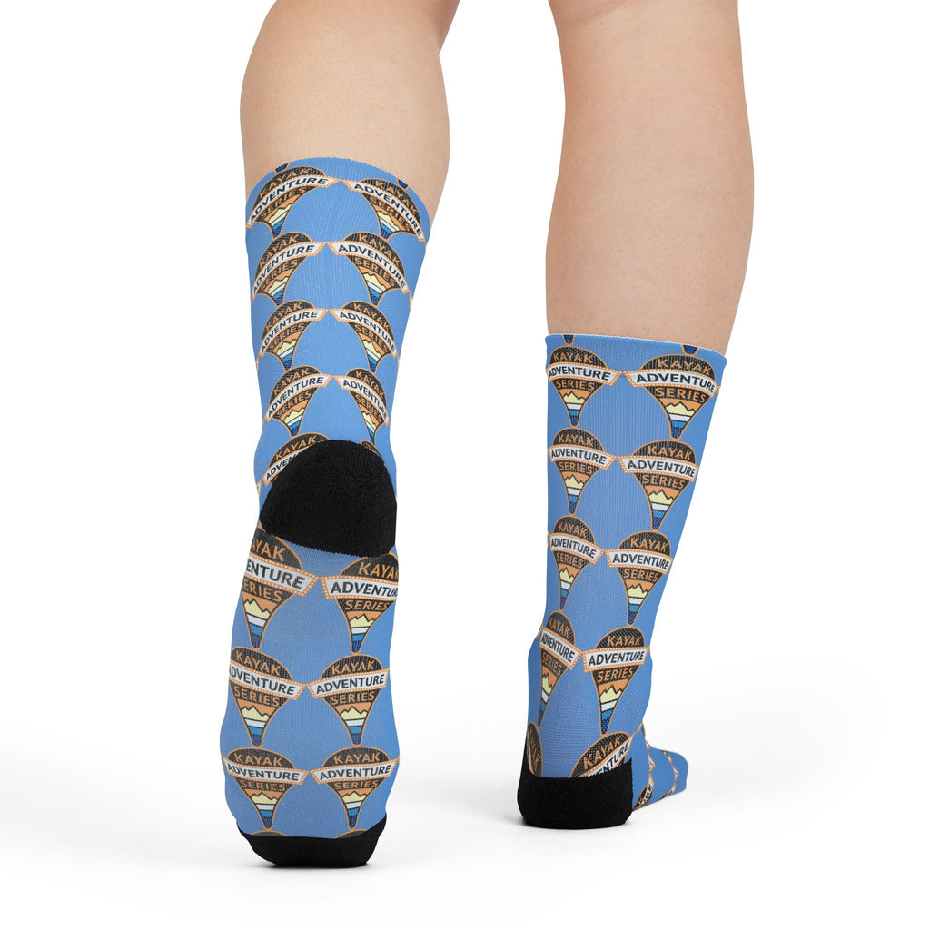 KAS logo Pattern Crew Socks — Blue Sublimation Travel Socks